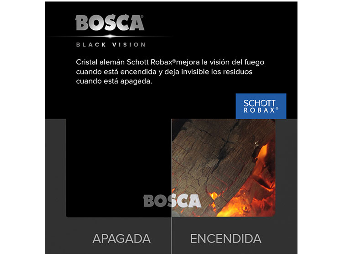 CALEFACTOR BOSCA A LEÑA GOLD 500 BURDEO BLACK VISION 2