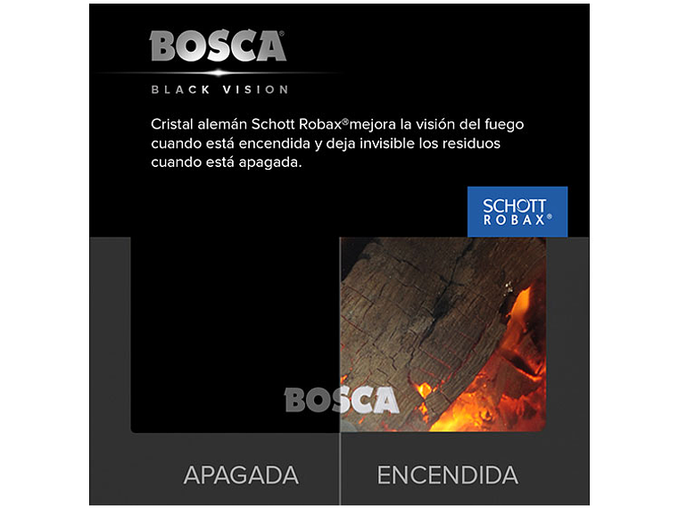 CALEFACTOR BOSCA A LEÑA GOLD 500 BURDEO BLACK VISION 2