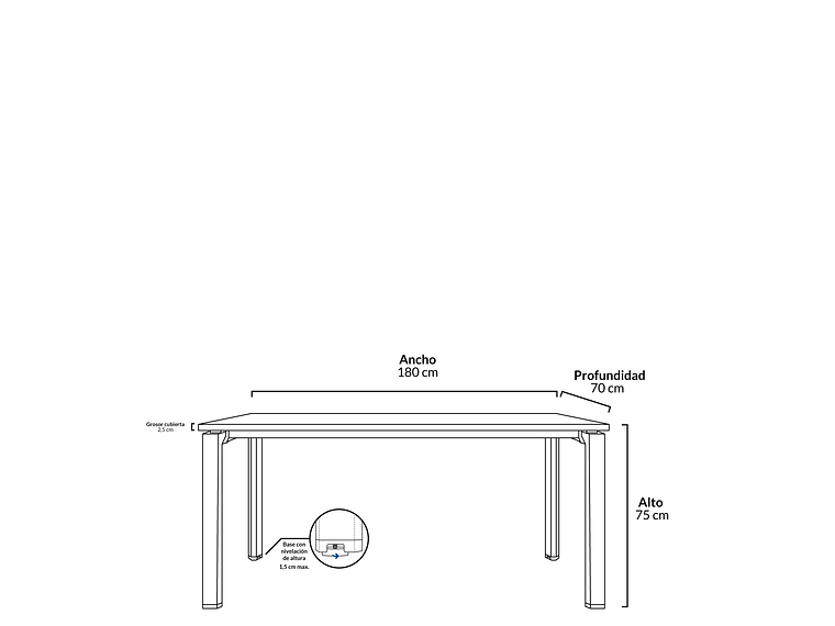 ESCRITORIO FORM OFFICE NEO CON PASACABLES 180X70 METAL 5