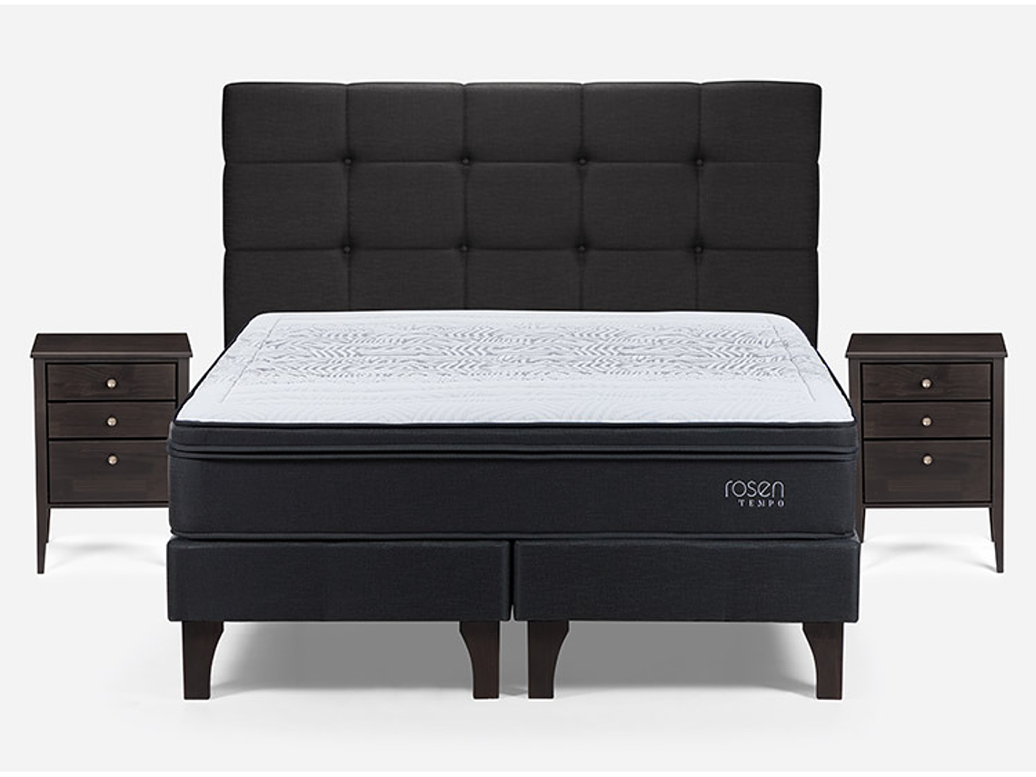 JUEGO DE DORMITORIO ROSEN CAMA EUROPEA TEMPO KING + SET ISSEY GRAFITO 1