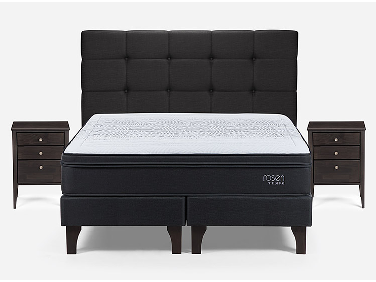 JUEGO DE DORMITORIO ROSEN CAMA EUROPEA TEMPO KING + SET ISSEY GRAFITO 1