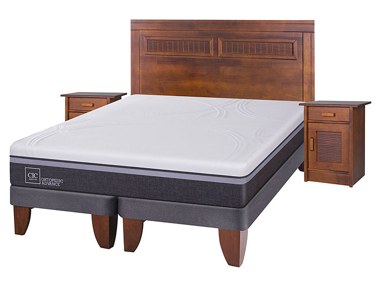 JUEGO DE DORMITORIO CIC CAMA EUROPEA ORTOPEDIC ADVANCE KING + RESPALDO + VELADORES 2