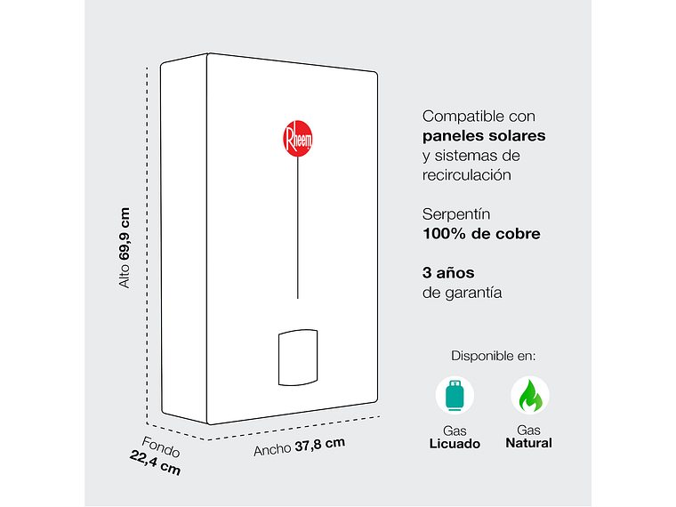 CALEFONT 13 LITROS GAS NATURAL TIRO NATURAL RHEEM 6