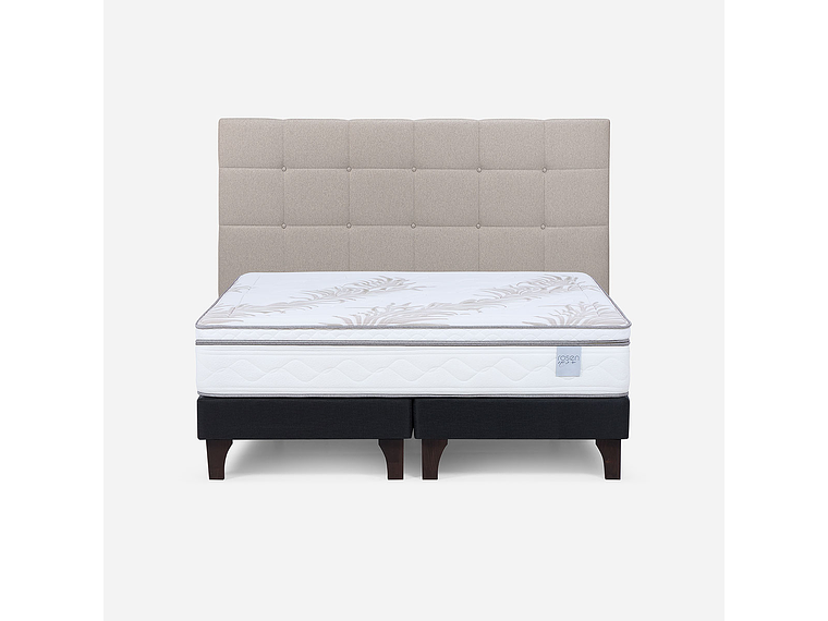 CAMA EUROPEA NEO PLUS KING 180X200 CM + RESPALDO ISSEY BEIGE 1