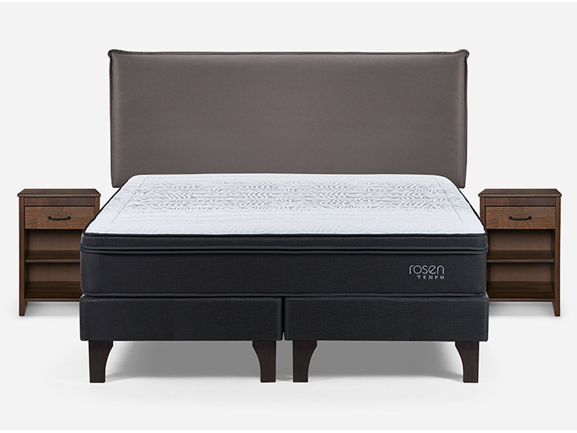 JUEGO DE DORMITORIO ROSEN CAMA EUROPEA TEMPO KING GRAFITO + SET MAURICE CHOCOLATE 1