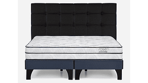 JUEGO DE DORMITORIO ROSEN CAMA EUROPEA AUTONOMY SKY KING AZUL + RESPALDO ISSEY GRIS