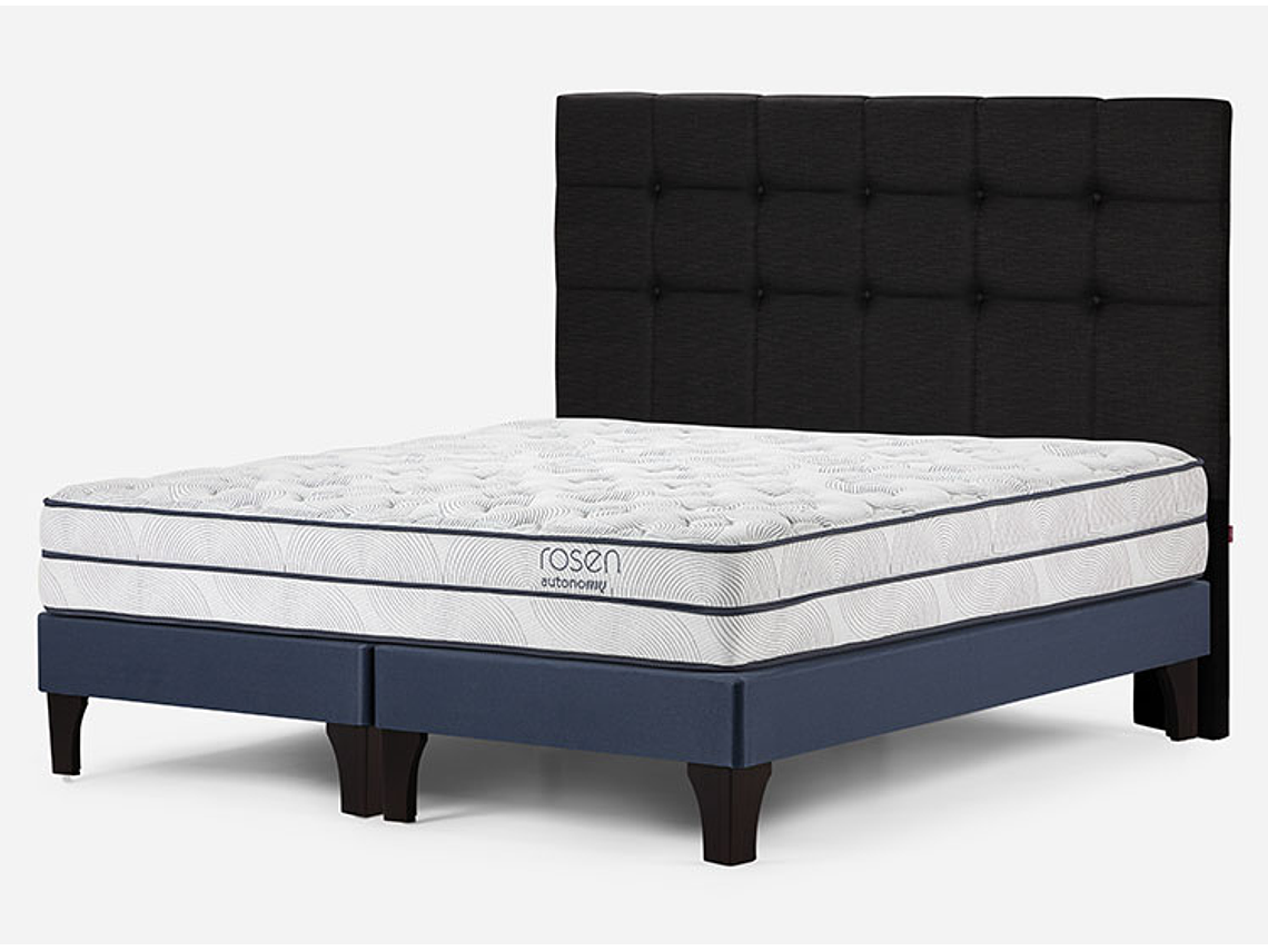 JUEGO DE DORMITORIO ROSEN CAMA EUROPEA AUTONOMY SKY KING AZUL + RESPALDO ISSEY GRIS 2