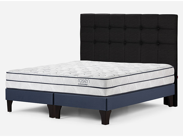 JUEGO DE DORMITORIO ROSEN CAMA EUROPEA AUTONOMY SKY KING AZUL + RESPALDO ISSEY GRIS 2