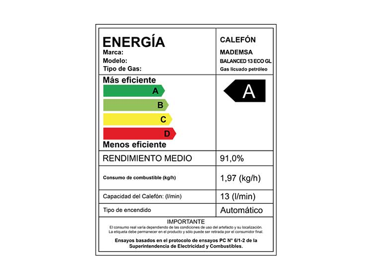 CALEFONT GAS LICUADO 13 LITROS TIRO BALANCEADO BALANCED ECO 5