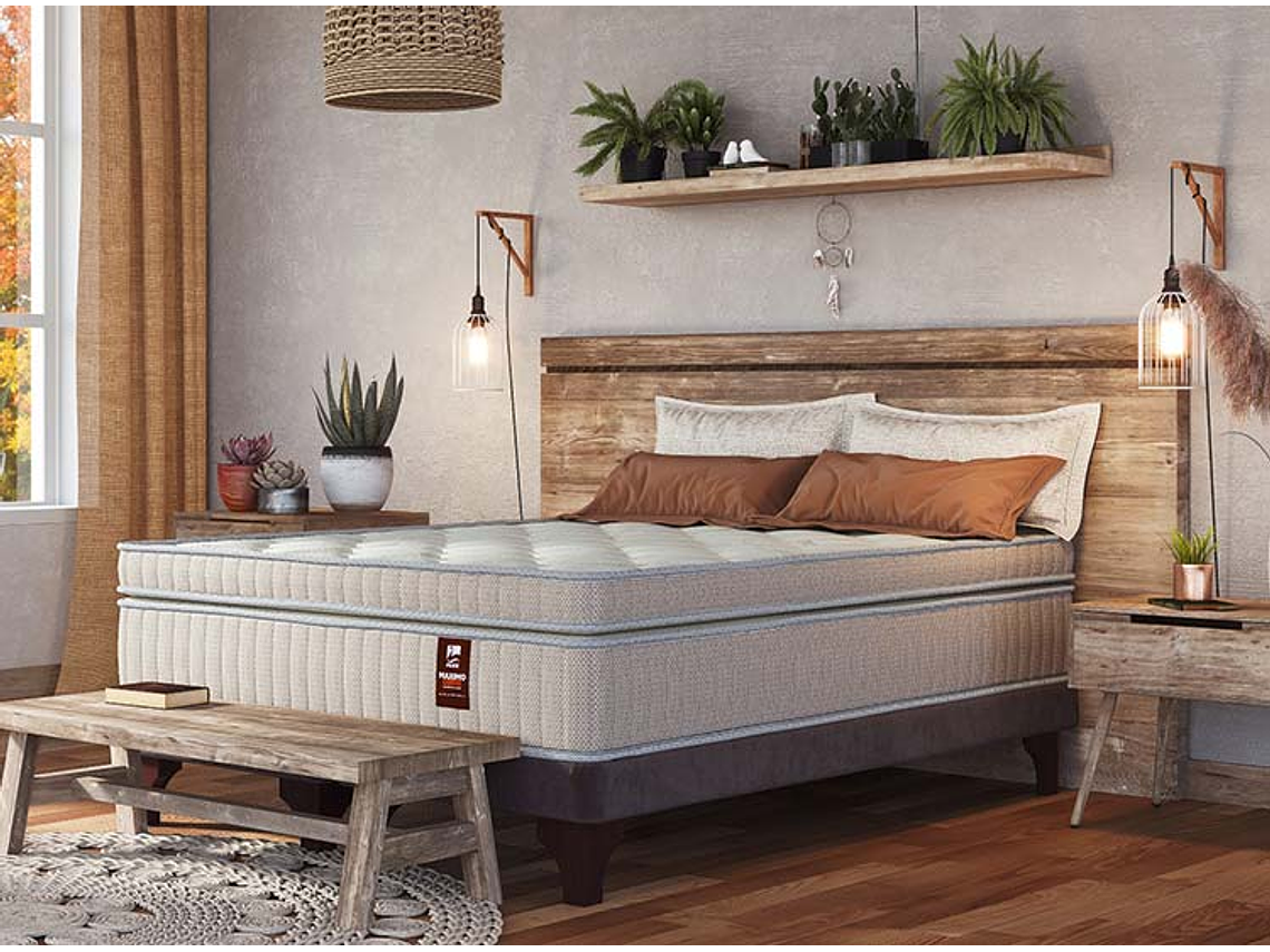 JUEGO DE DORMITORIO FLEX CAMA EUROPEA MÁXIMO COBRE SÚPER KING + RESPALDO DESIGN CRUDO 6