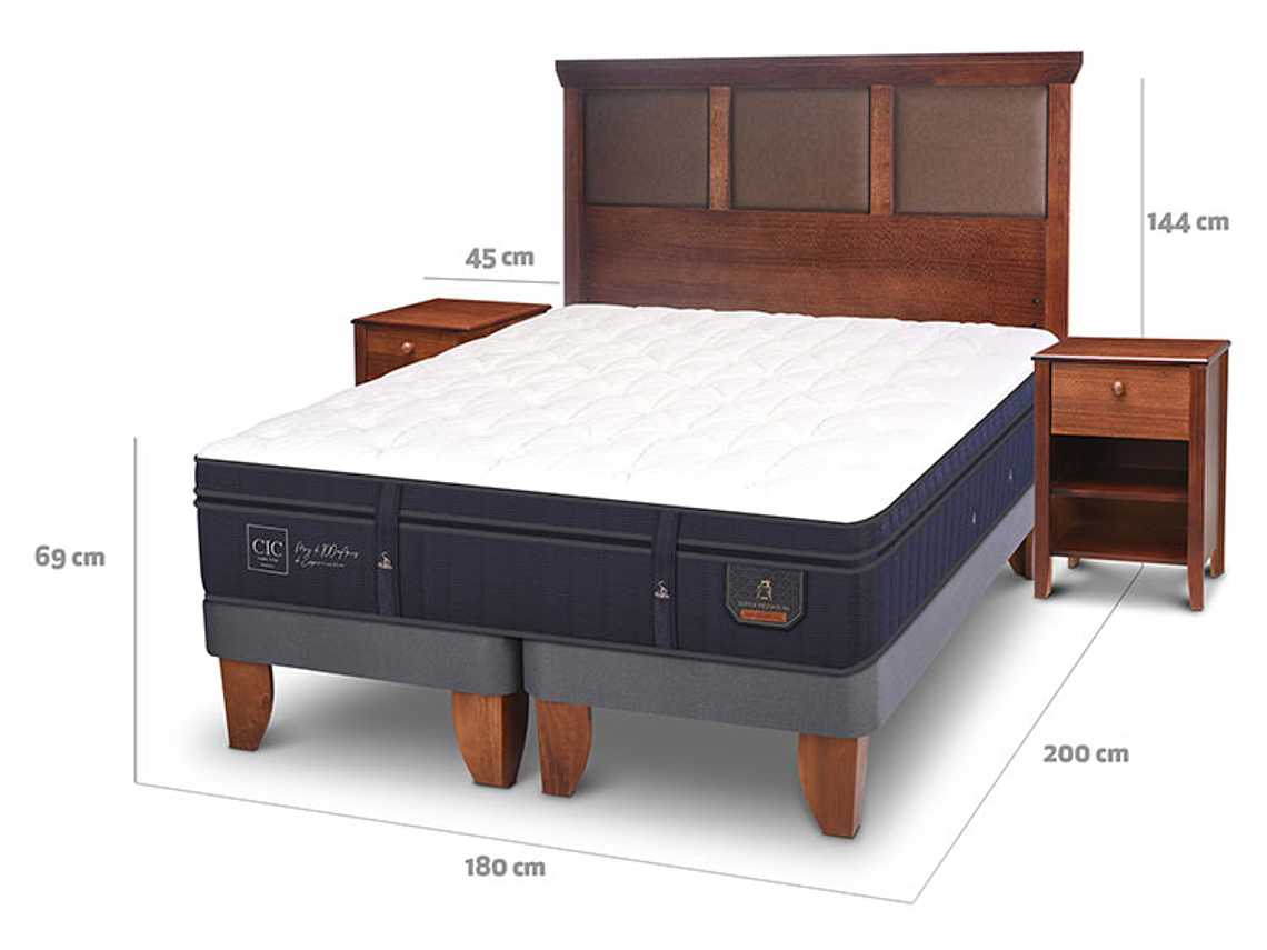 JUEGO DE DORMITORIO CIC CAMA EUROPEA SUPER PREMIUM KING + SET NEW TORINO 3