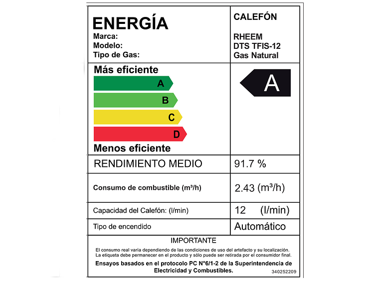 CALEFONT 12 LITROS GAS NATURAL TIRO FORZADO RHEEM 6