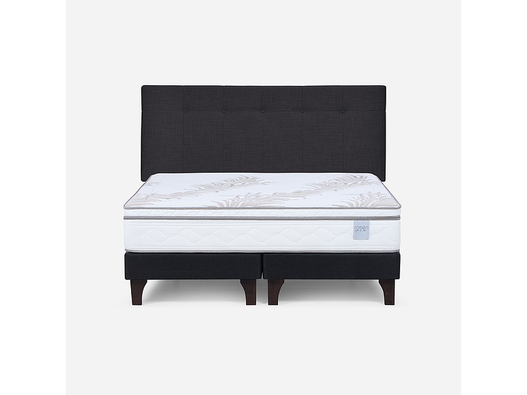 CAMA EUROPEA NEO PLUS KING + RESPALDO NEW BENNET GRAFITO 2