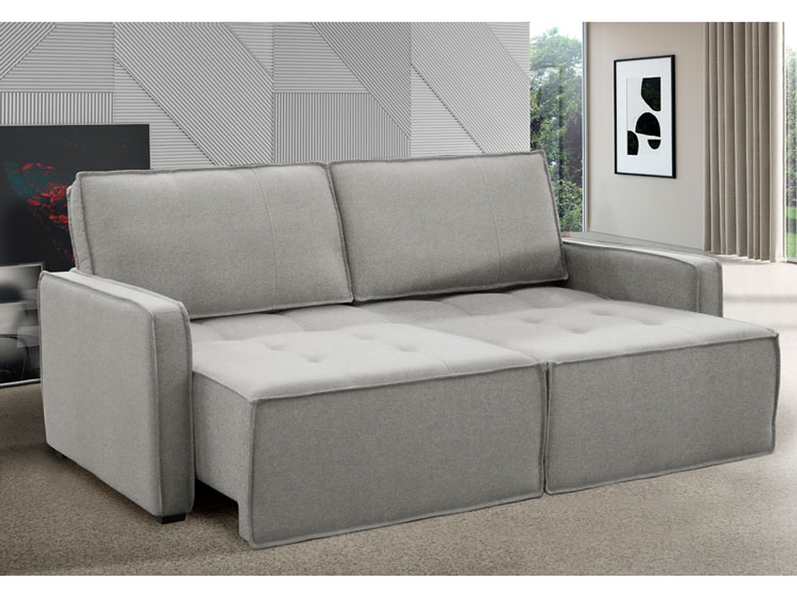 SOFÁ CAMA DECOCASA RECLINABLE DUOMO 3 CUERPOS LINO GRIS 3