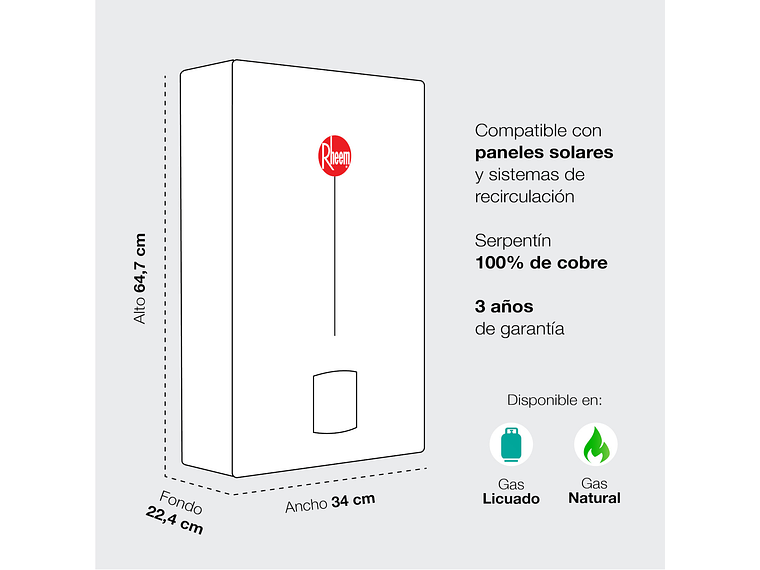 CALEFONT 10 LITROS GAS NATURAL TIRO NATURAL RHEEM 6
