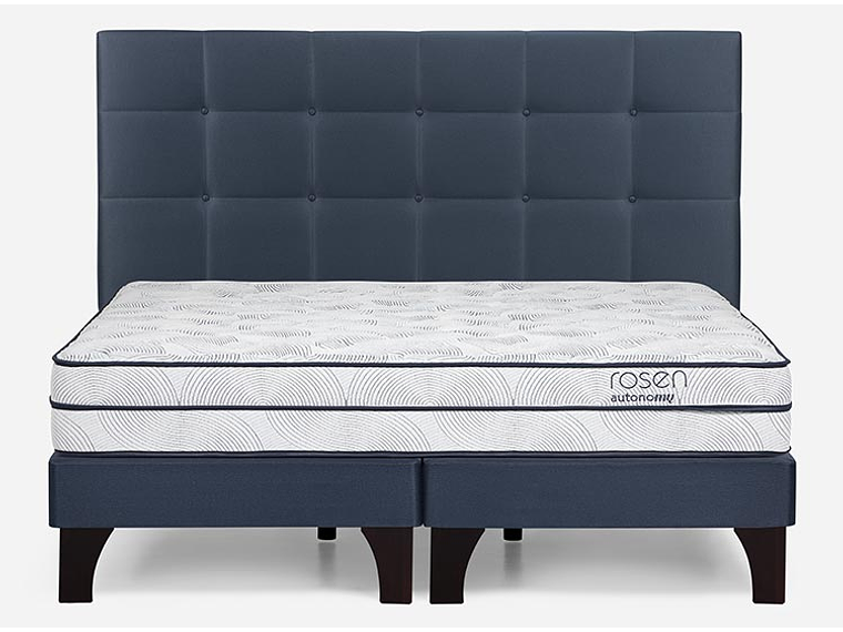 JUEGO DE DORMITORIO ROSEN CAMA EUROPEA AUTONOMY SKY SÚPER KING AZUL + RESPALDO ISSEY 1
