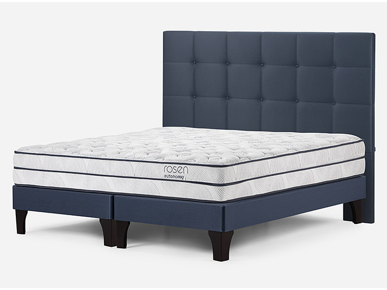 JUEGO DE DORMITORIO ROSEN CAMA EUROPEA AUTONOMY SKY SÚPER KING AZUL + RESPALDO ISSEY 2