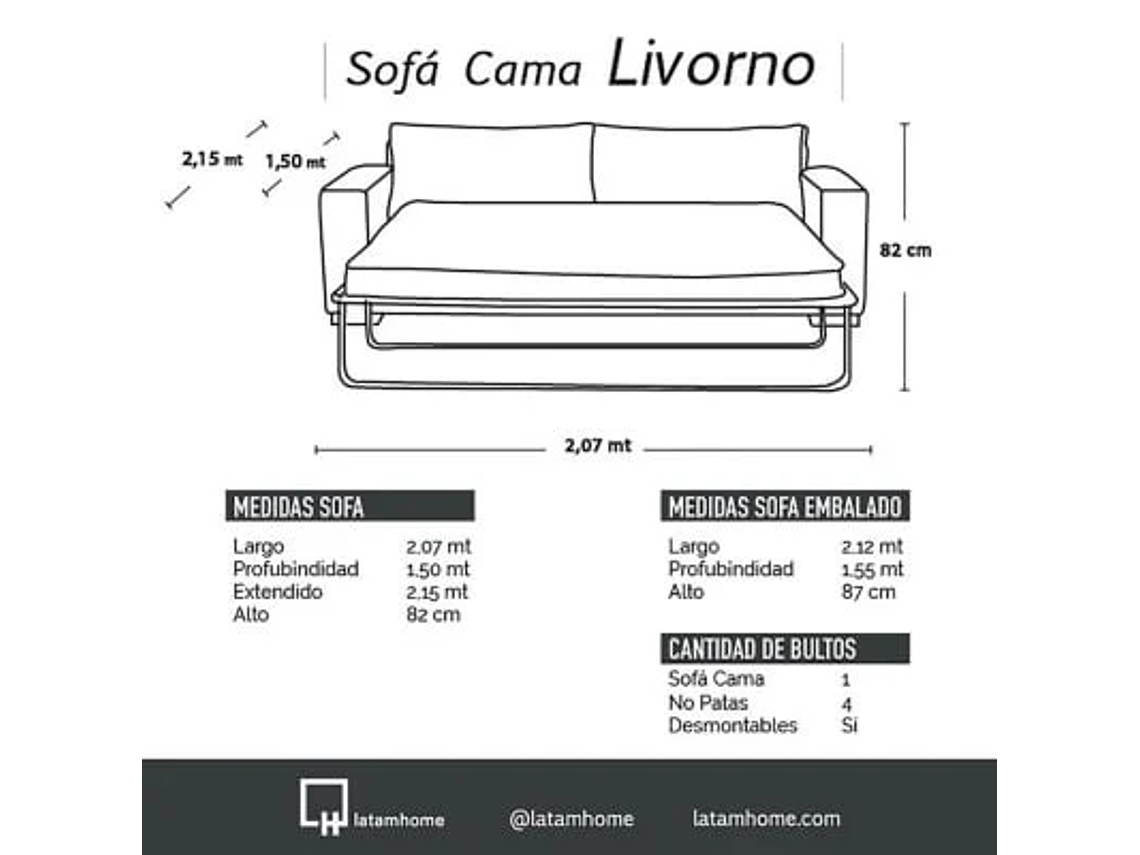 SOFA CAMA LIVORNO 2PL CUERO KENTUCKY CAFÉ MORO 3