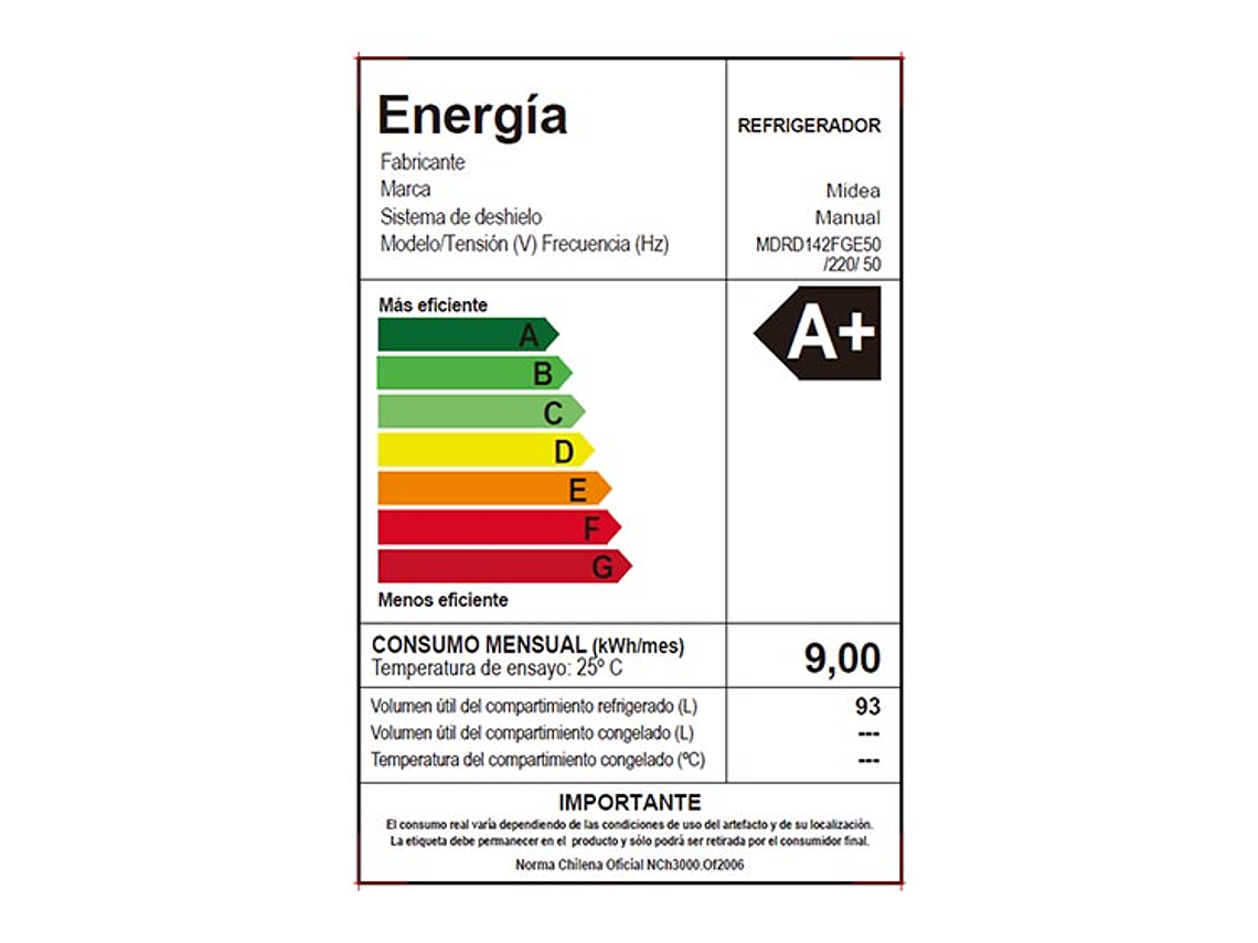 FRIGOBAR MIDEA 93 L FRÍO DIRECTO MDRD142FGE50 8