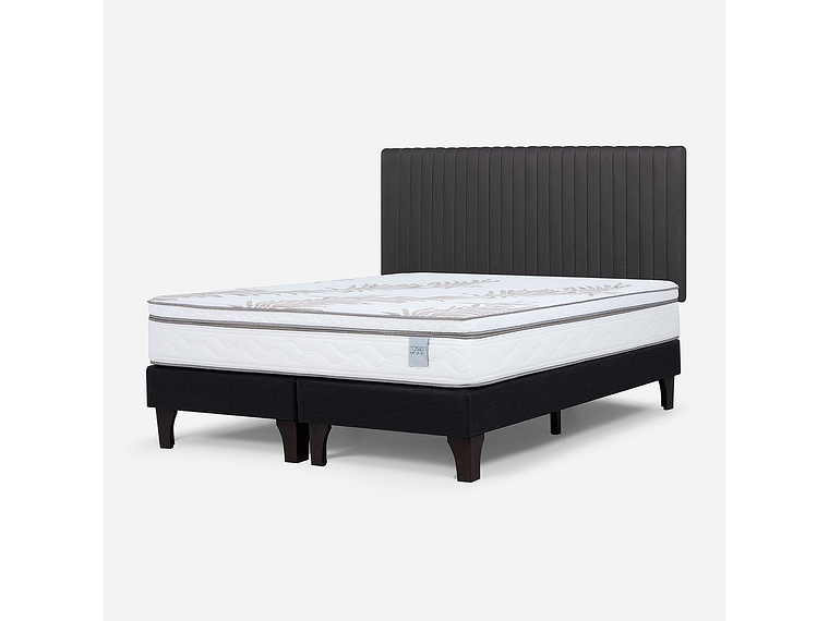 CAMA EUROPEA NEO PLUS KING BD + RESPALDO LUCIO GRAFITO 3