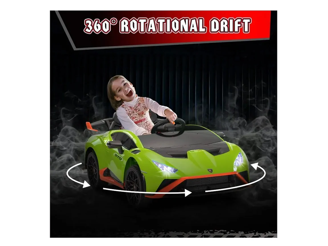 AUTO A BATERÍA LICENCIA LAMBORGHINI HURACAN DERRAPE AUTOMÁTICO VERDE 3