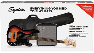 PACK SQUIER BAJO ELÉCTRICO PRECISION BASS PJ AFFINITY