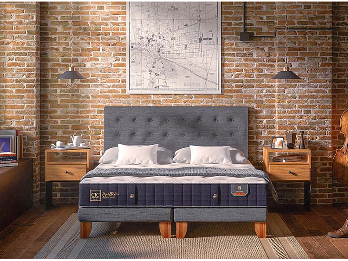 JUEGO DE DORMITORIO CIC CAMA EUROPEA PREMIUM KING + SET NEW TORINO 9