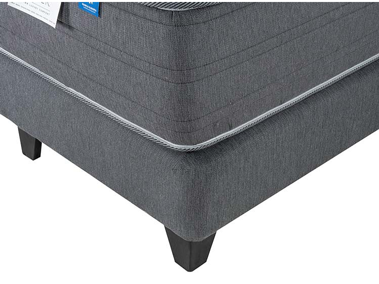 JUEGO DE DORMITORIO FLEX CAMA EUROPEA BLACK BOX TOP KING NEGRO + RESPALDO DESIGN GRIS 3