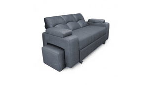SOFA CAMA FUNCIONAL 2PZ DECO POUF LINO GRIS