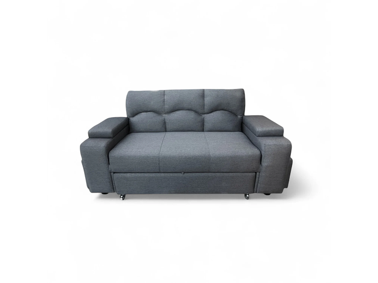 SOFA CAMA FUNCIONAL 2PZ DECO POUF LINO GRIS 2