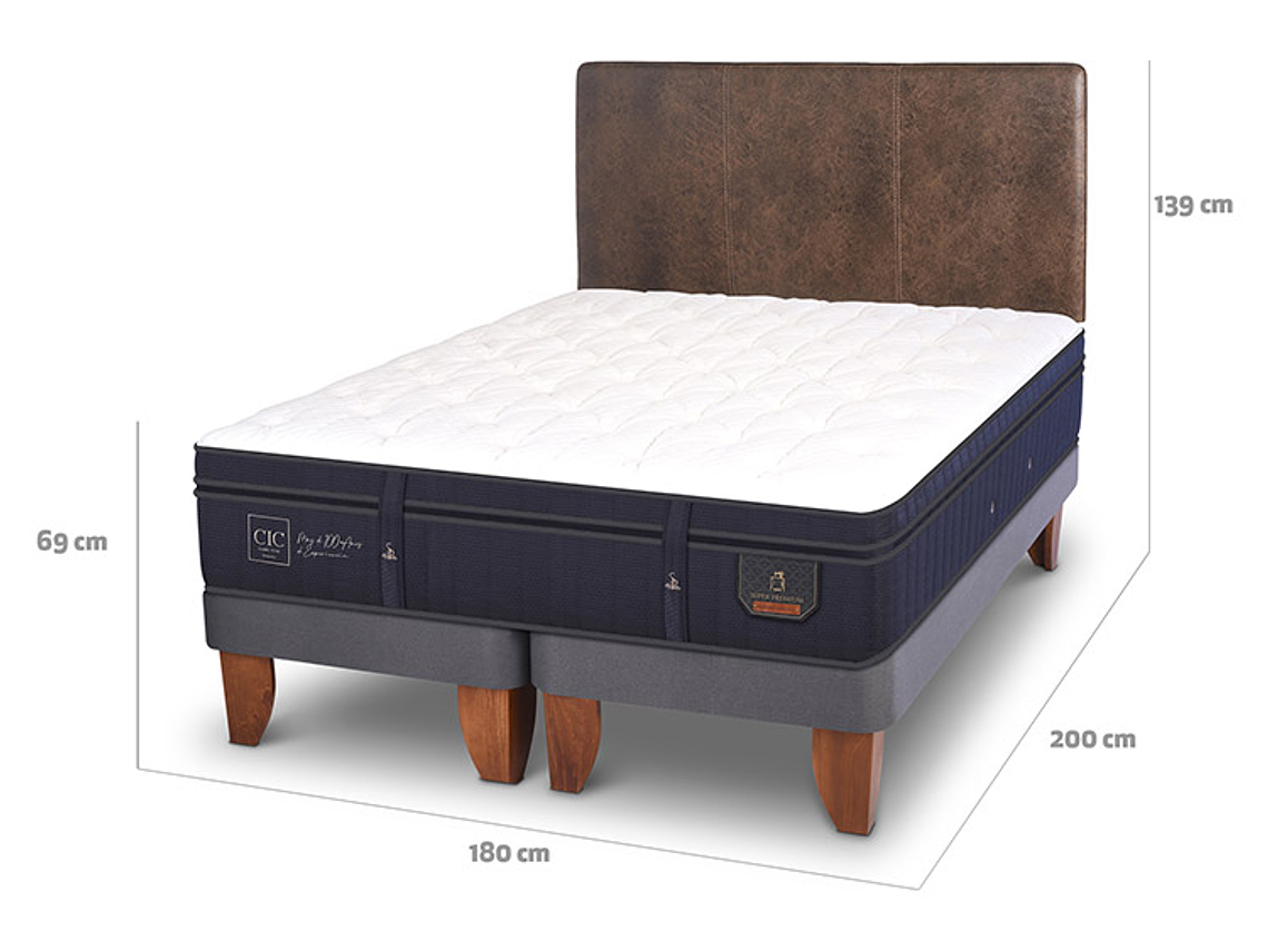 JUEGO DE DORMITORIO CIC CAMA EUROPEA SUPER PREMIUM KING + RESPALDO BAKER 3
