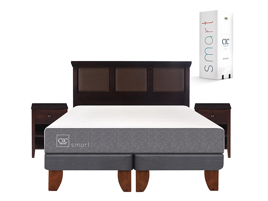JUEGO DE DORMITORIO CIC CAMA EUROPEA SMART BD KING + SET NEW TORINO CHOCOLATE 1