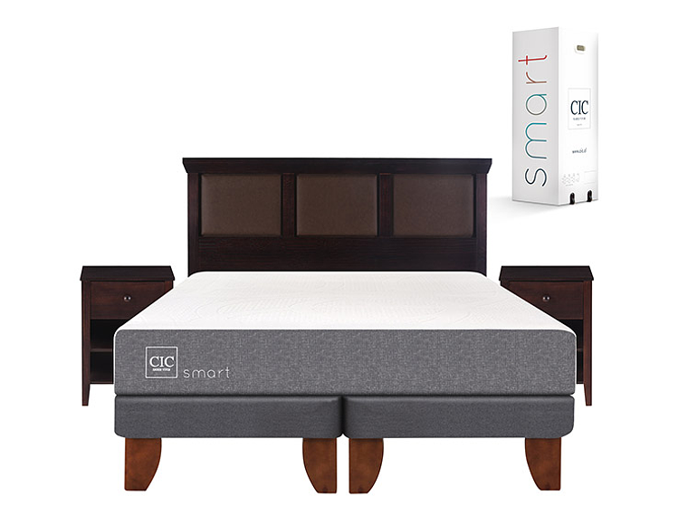 JUEGO DE DORMITORIO CIC CAMA EUROPEA SMART BD KING + SET NEW TORINO CHOCOLATE 1