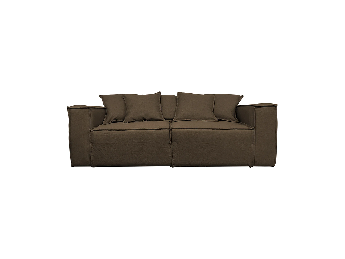 SOFA CAMA SOFAS HOME ENCO 3 CUERPOS FELPA CAFE 1
