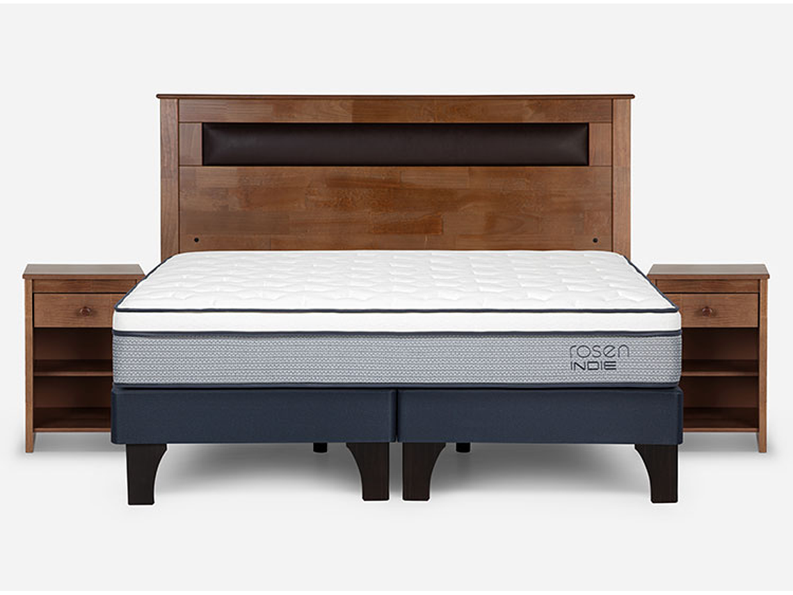 JUEGO DE DORMITORIO ROSEN CAMA EUROPEA INDIE KING AZUL + SET FERRARA 1