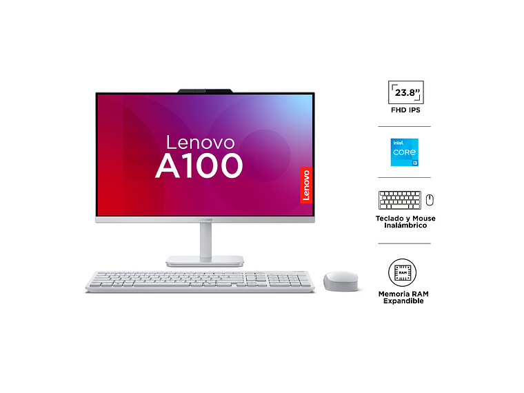 ALL IN ONE LENOVO IDEACENTRE A100 INTEL CORE I3 8GB RAM 512GB SSD 23.8
