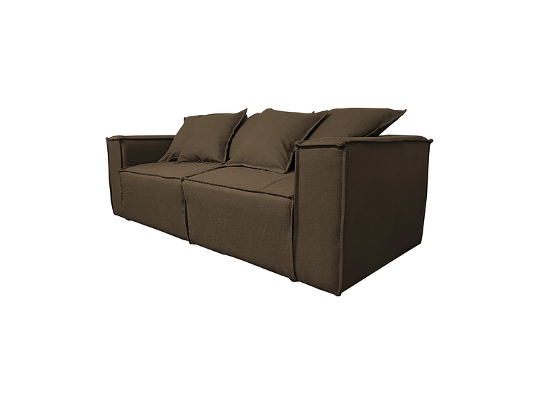 SOFA CAMA SOFAS HOME ENCO 3 CUERPOS FELPA CAFE 4