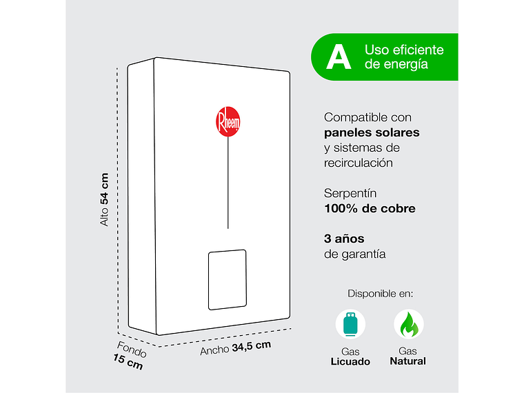 CALEFONT 10 LITROS GAS NATURAL TIRO FORZADO RHEEM 6