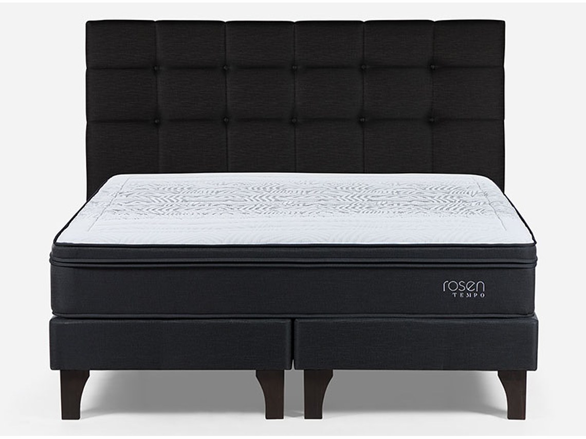 JUEGO DE DORMITORIO ROSEN CAMA EUROPEA TEMPO KING + RESPALDO ISSEY GRAFITO 1