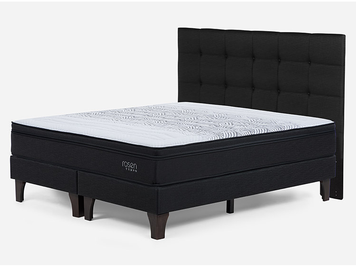 JUEGO DE DORMITORIO ROSEN CAMA EUROPEA TEMPO KING + RESPALDO ISSEY GRAFITO 2