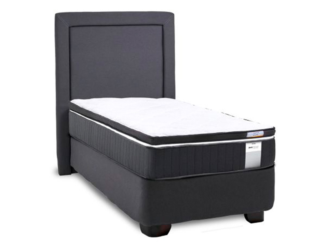 JUEGO DE DORMITORIO DRIMKIP CAMA AMERICANA DUO POCKET 1 PLAZA GRIS + RESPALDO + TOPPER 2