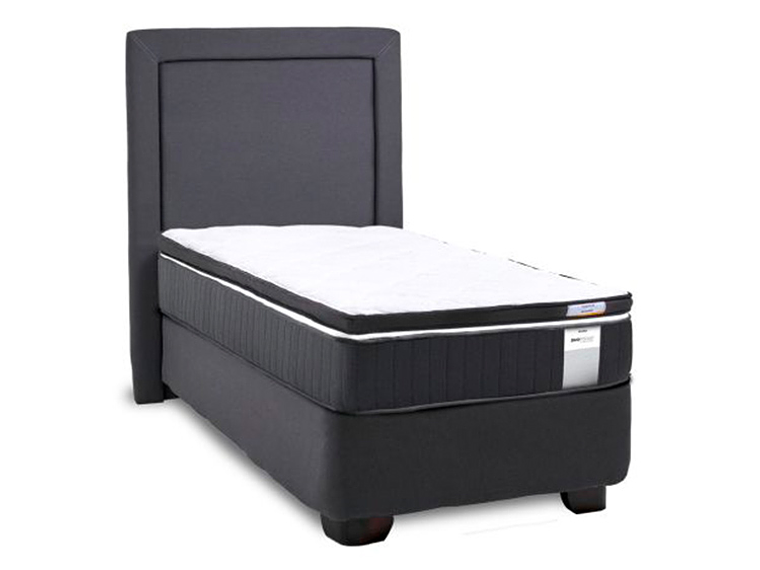 JUEGO DE DORMITORIO DRIMKIP CAMA AMERICANA DUO POCKET 1 PLAZA GRIS + RESPALDO + TOPPER 2