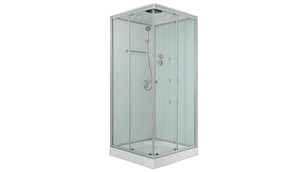 CABINA DE DUCHA RECTA TRANSPARENTE 90X90X215 CM (INCLUYE TECHO Y RECEPTÁCULO)