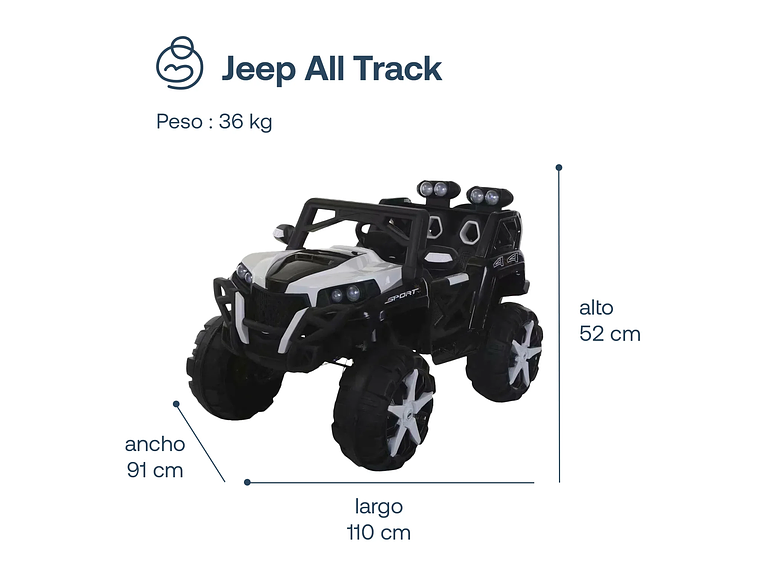 CAMIONETA ELECTRICA BEBESIT ALL TRACK - BLANCO 3