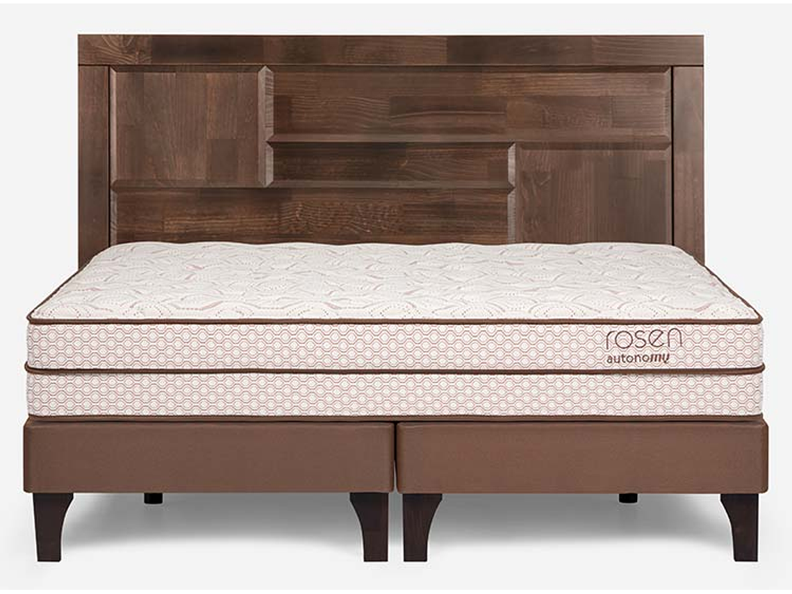 JUEGO DE DORMITORIO ROSEN CAMA EUROPEA AUTONOMY LAND KING CAFÉ + RESPALDO DOLCE 1