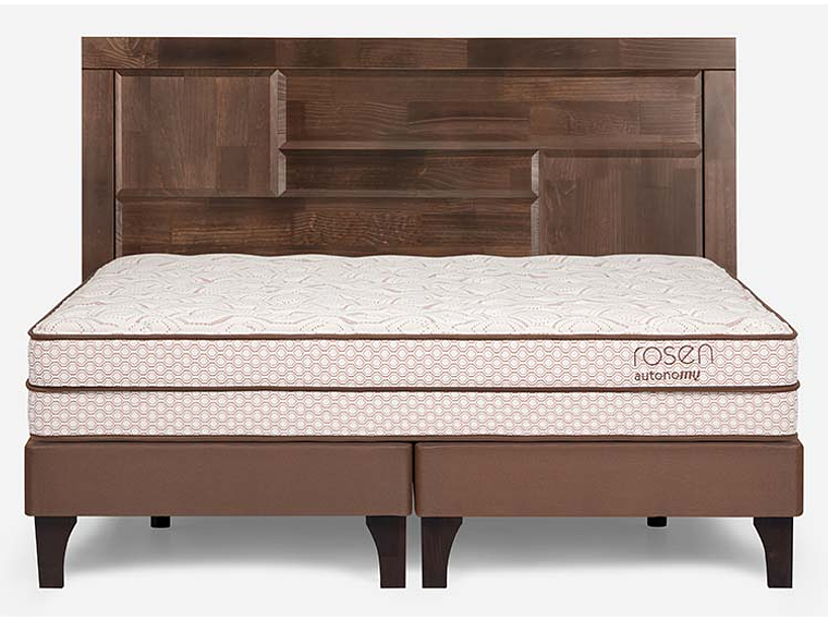 JUEGO DE DORMITORIO ROSEN CAMA EUROPEA AUTONOMY LAND KING CAFÉ + RESPALDO DOLCE 1