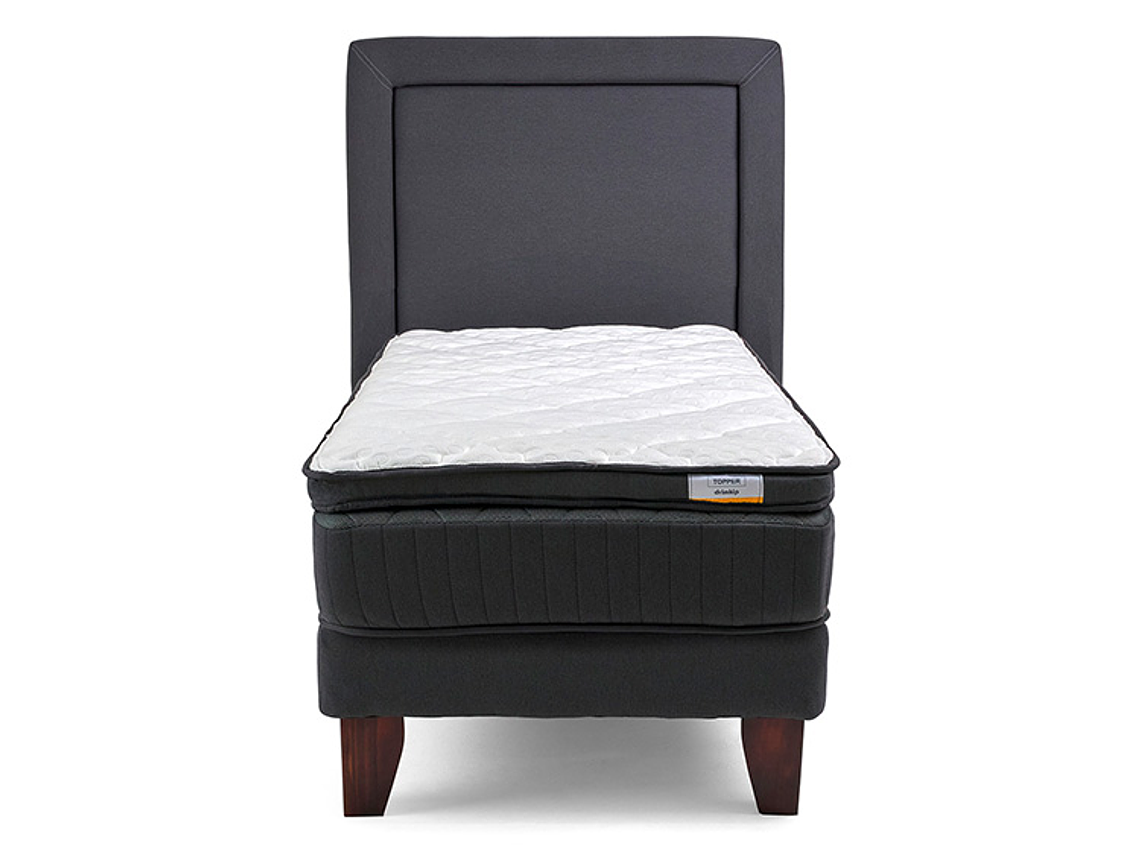 JUEGO DE DORMITORIO DRIMKIP CAMA EUROPEA HYBRIDA PLUS 1 PLAZA + RESPALDO 1