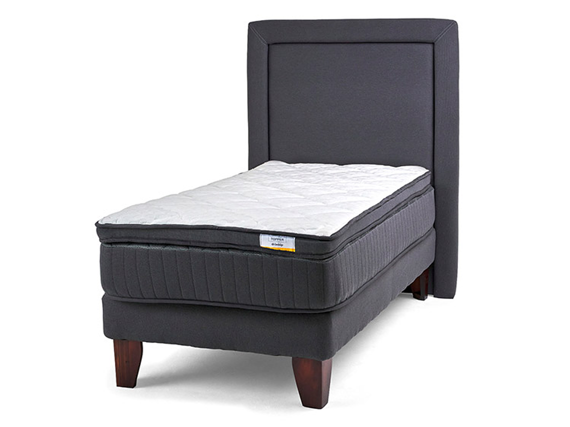 JUEGO DE DORMITORIO DRIMKIP CAMA EUROPEA HYBRIDA PLUS 1 PLAZA + RESPALDO 3