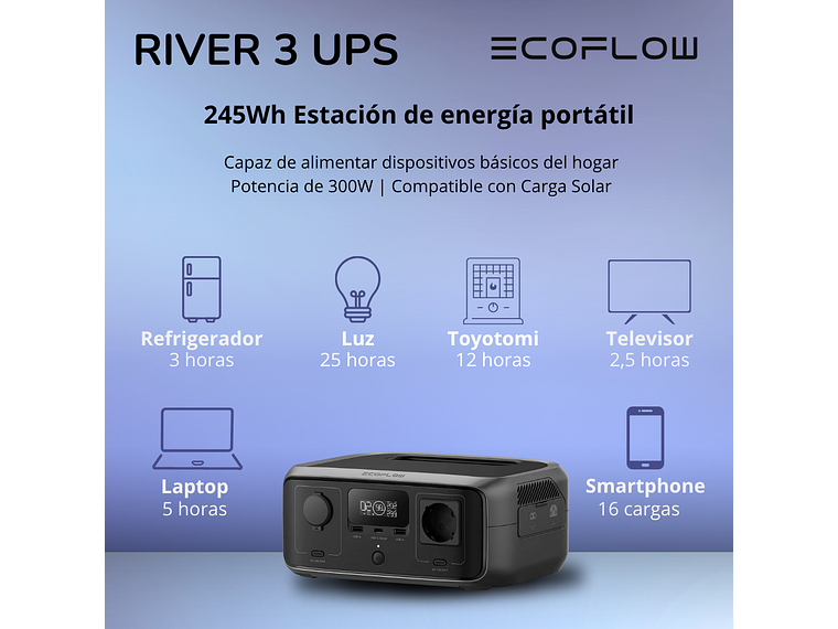  GENERADOR ECOFLOW RIVER 3 300W 245WH 2