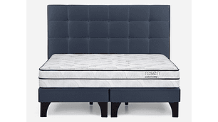 JUEGO DE DORMITORIO ROSEN CAMA EUROPEA AUTONOMY SKY KING AZUL + RESPALDO ISSEY